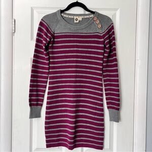Roxy Striped Tunic Sweater w/Button Shoulder - Size S